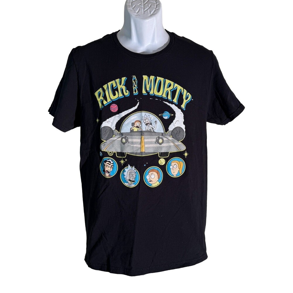 RICK and MORTY Short Sleeve Crew Neck‎ T-Shirt Black Medium (SEE MEASUREMENTS)
